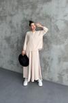SADE Ayrobin Kısa Ceket Pantolonlu Takım Bej