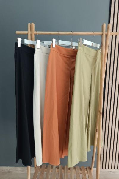 Ceremony Plikaşeli Pamuk Gabardin Etek Turuncu