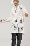 Ceremony Boğazlı Delikli Örgü Triko Tunik Beyaz