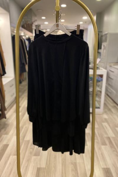 Ceremony Biye Dikişli Örme Krep Takım Siyah