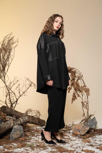 Ceremony Kontrast Dikişli Apoletli Lamarca Pantolonlu Takım Siyah