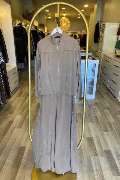 Ceremony Bolerosu Allerli Tencel Elbiseli Takım Vizon