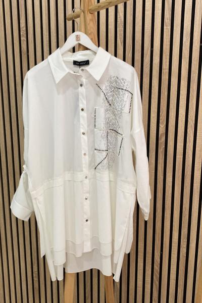 Ceremony Kolları Büzgülü Paper Touch Gömlek Beyaz