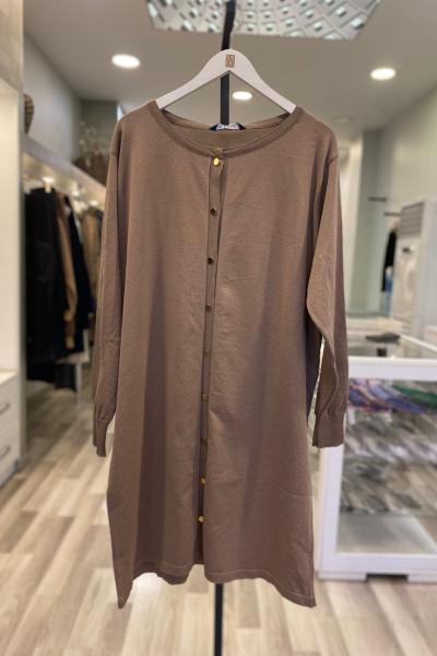 Süssü Vanizalı Düğmeli Triko Ceket Vizon