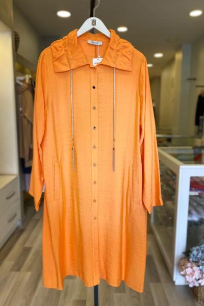 Nes Sim Bağcıklı Uzun Tunik Turuncu