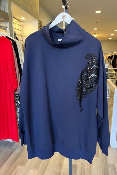 Merwish Nakış Sweat Lacivert