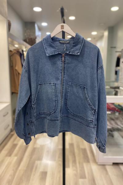 My City Kısa Fermuarlı Denim Ceket Kot (Denim)