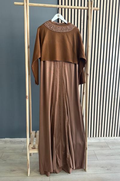 Ceremony Bolerolu Elbise Kahverengi