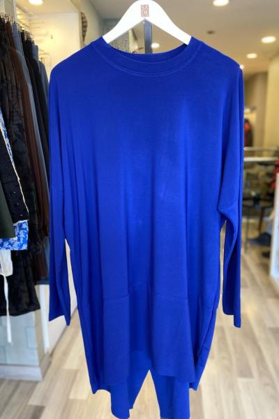 Efraze Asimetrik Sandy Tunik Saks Mavisi