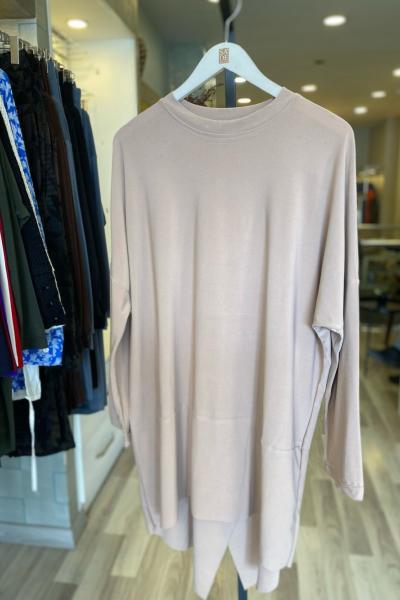 Efraze Asimetrik Sandy Tunik Taş Rengi