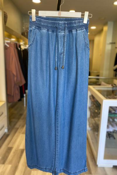 Magazin Beli Lastikli Tensel Pantolon Mavi