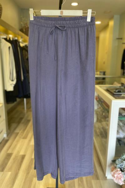 Ceremony Beli Lastik ve Bağlama Detaylı Bol Paça Pasion Pantolon Lacivert