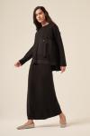 Ceremony Tuniği ve Etek Ucu Dubai Detay Cepli Şalvarlı Etekli Bambu Takım Siyah