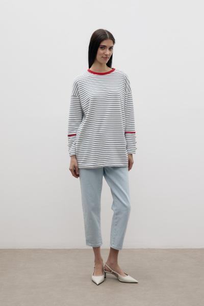 Merwish Çizgili Tshırt Kırmızı