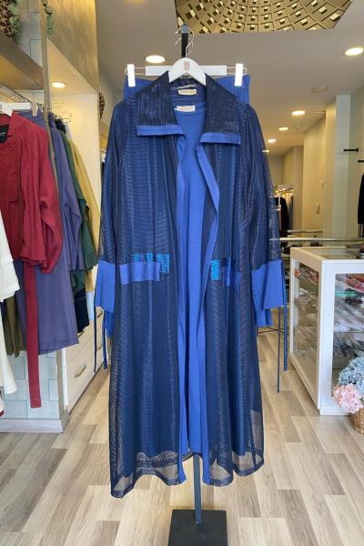 Efraze File Ceketli Penye Üçlü Takım Lacivert