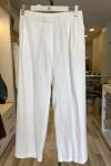 BM İstanbul Kemerli Tensel Bol Paça Pantolon  Ekru