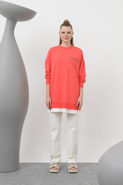 Puane CEBİ FERMUAR DETAYLI SWEAT Nar Çiçeği