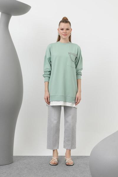 Puane CEBİ FERMUAR DETAYLI SWEAT Su Yeşili