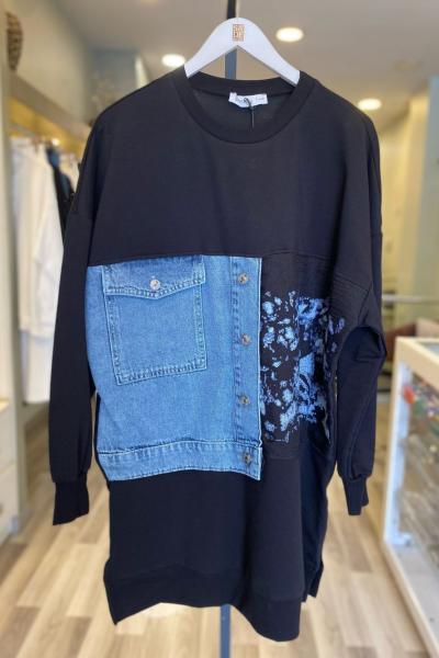 Puane TEK TARAFI KOT DETAY SWEAT Siyah