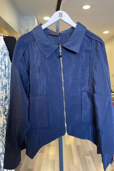 Ceremony Önden İki Cepli Eteği Üçgen Detay Kısa Dubai Ceket Lacivert