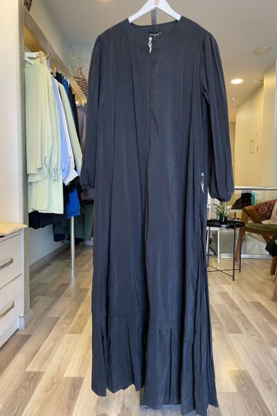 Ceremony Yanı Fermuarlı Kraş Detaylı Verano Ferace Siyah