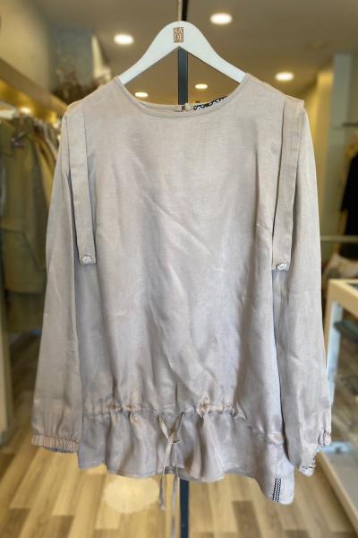 Mascara Mascara Beli Lastikli Bluz  Bej