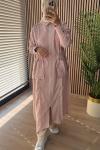 Ceremony Önden Fermuarlı Belden Büzgülü Torba Cepli Dubai Ceket Pembe