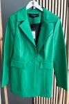 Ceremony Tek Düğmeli Deri Ceket Yeşil