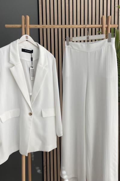 Ceremony Oversize Ceketli Takım Beyaz