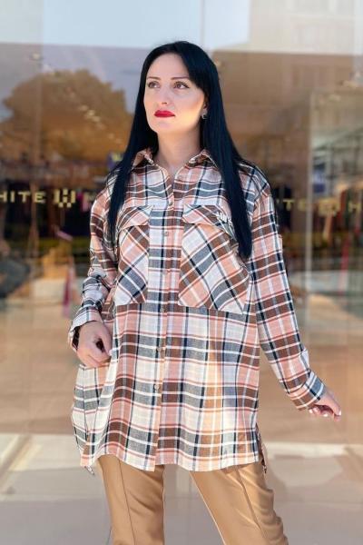 Ceremony Cebi Taşlı Ekose Gömlek Kiremit