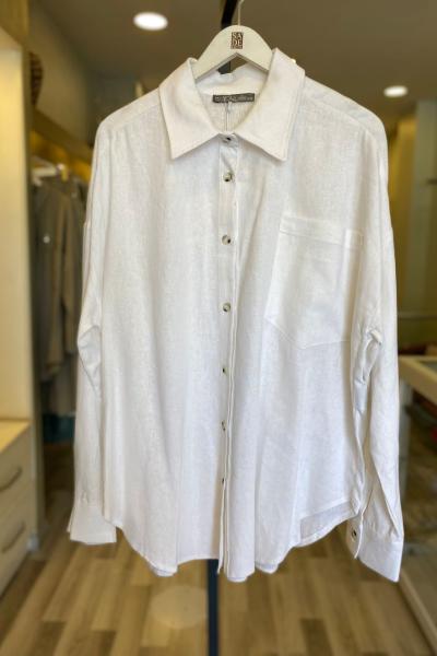 Puane Zebra Düğmeli Gömlek Ekru