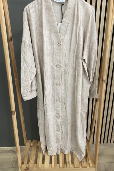 Puane İri Düğmeli Kap Taş Rengi