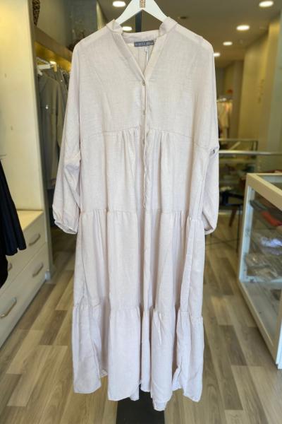 Puane Kat Kat Elbise Taş Rengi