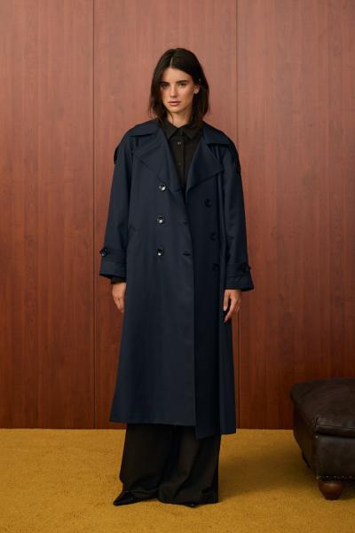 Merwish Lizbon Trençkot Lacivert
