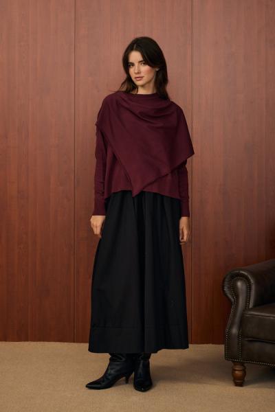 Merwish Venice Şal Triko Tunik Bordo