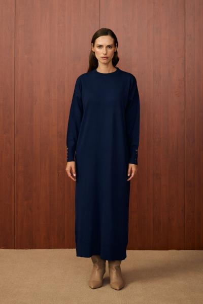 Merwish Basic Triko Elbise Lacivert