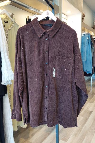 Ceremony Tek Cepli ve İşlemeli Queen Tunik Kahverengi