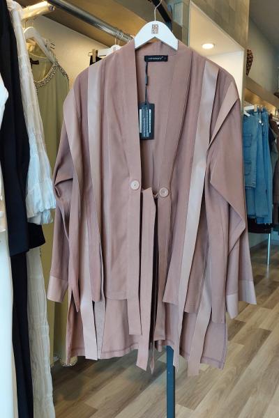 Ceremony Anjelik Önden Bağlamalı Saçaklı Ceket Ten Rengi