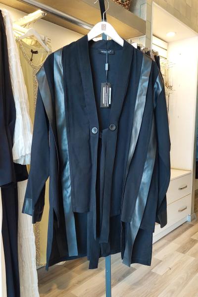 Ceremony Anjelik Önden Bağlamalı Saçaklı Ceket Siyah