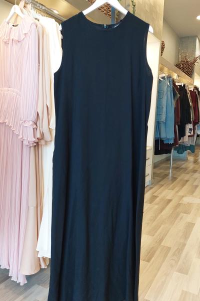 Ceremony 2026 KIŞ Kolsuz Tensel Tam Boy Elbise Siyah