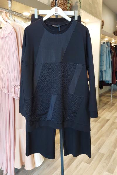 Ceremony 2026 KIŞ Dantel Detaylı Çelik Örme Takım Siyah