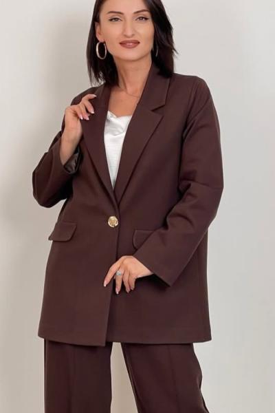 Ceremony 2026 KIŞ Tek Düğmeli Blazer Çelik Ceket Kahverengi