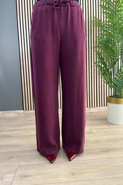 Magazin BELİ LASTİKLİ ARKASI CEPLİ PANTOLON Bordo