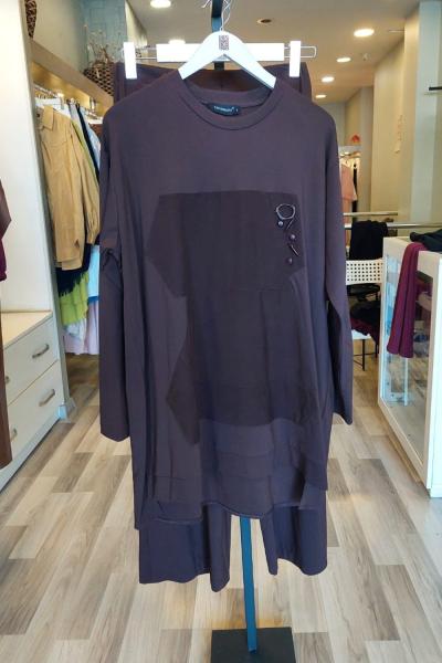 Ceremony 2026 KIŞ Sol Göğsü İşlemeli Pantolonlu Bambu Takım Kahverengi