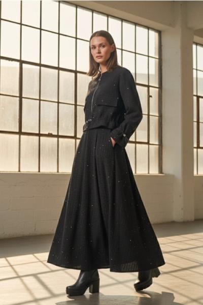 Ceremony 2026 KIŞ Pullu Beli Lastikli Bolerolu Etekli Takım Siyah