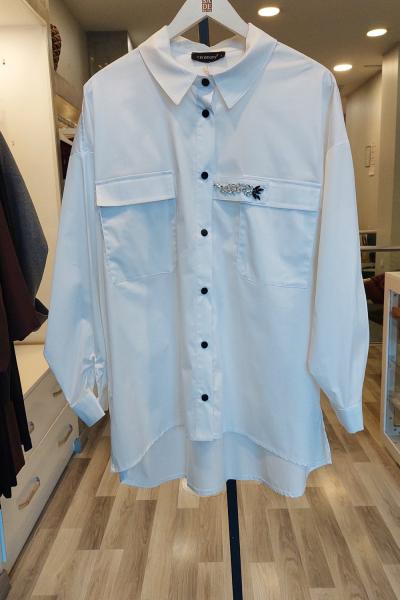 Ceremony 2026 KIŞ Arkası Allerli Bağlamalı Paper Touch Gömlek Ekru