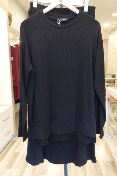 Ceremony 2026 KIŞ Yün İşlemeli Etekli Triko Takım Siyah