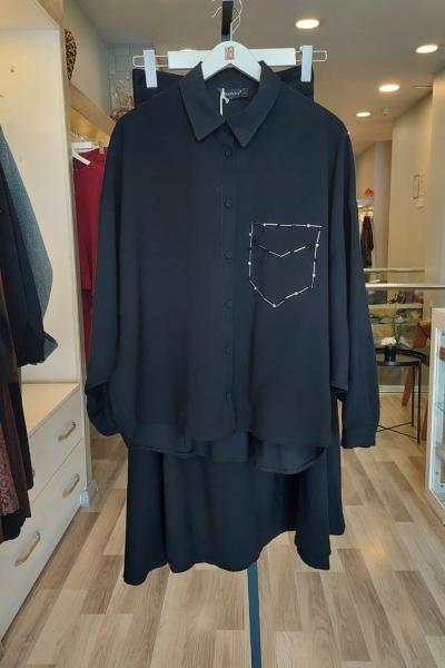 Ceremony 2026 KIŞ Tuniği Boncuk İşlemeli Etekli Takım Siyah