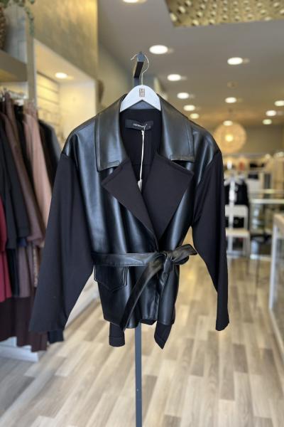 Ceremony 2026 KIŞ Yandan Bağlamalı Deri Ceket Siyah