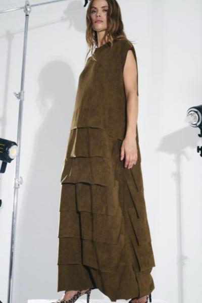 Ceremony 2026 KIŞ Kolsuz Kat Kat Elbise Haki